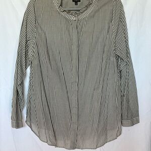 Talbots Black and White Striped Blouse